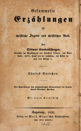 Tulpen : Erzählungen für christliche Jugend und christliches Volk ; mit einem Stahlstich