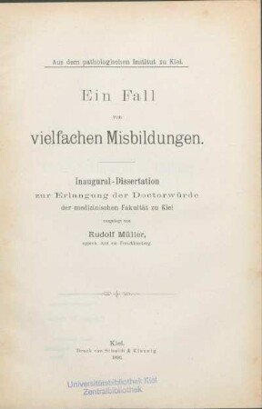Ein Fall von vielfachen Misbildungen