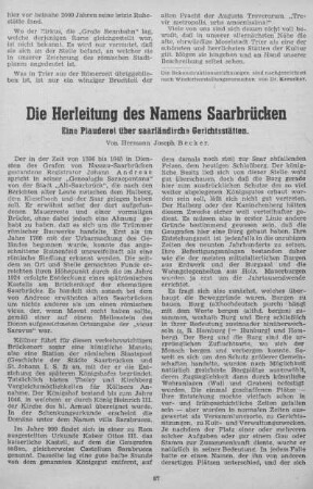 Die Herleitung des Namens Saarbrücken