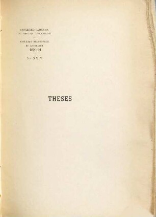 Theses. 1890/91, Fac. philosophiae et litterarum