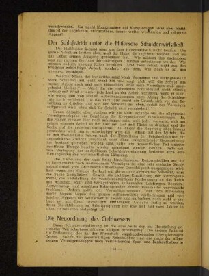 Die Neuordnung des Geldwesens