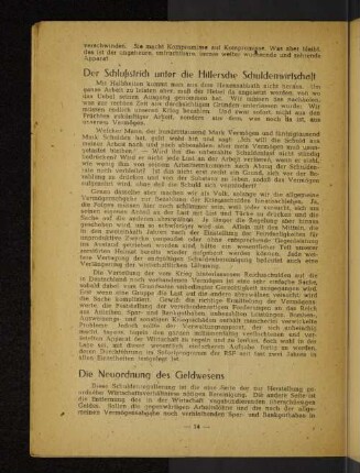 Die Neuordnung des Geldwesens