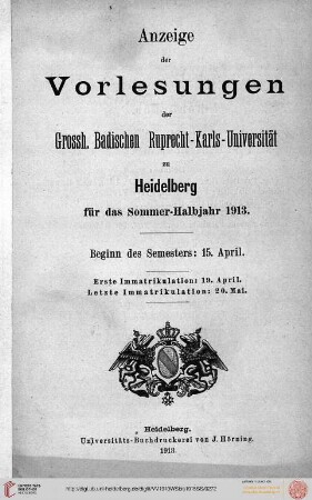 Sommersemester 1913