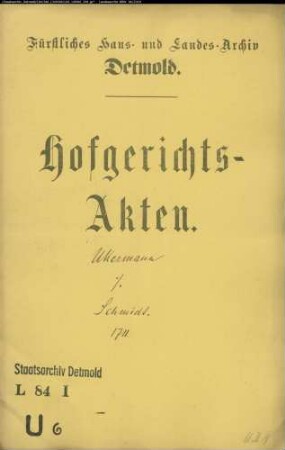 Ückermann, Johann Bernd zu Barntrup gegen Joh. Jakob Schmidt zu Barntrup - Schuldforderung