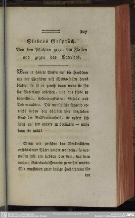 Siebtes Gespräch. Von den Pflichten gegen den Fürsten und gegen das Vaterland