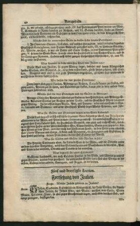 Fünf und dreysigste Lection. Fortsetzung von Italien
