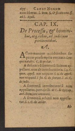 Cap. IX. De Processu, Et hominibus, atque rebus, ad iudicium pertinentibus.