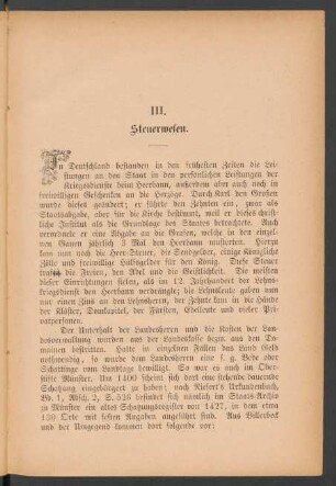 III. Steuerwesen