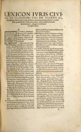 Lexicon iuris : epitome definitionum et rerum, non modo tyronibus iuris, ad intelligenda gravissima iurisconsultorum Romanorum scripta ...