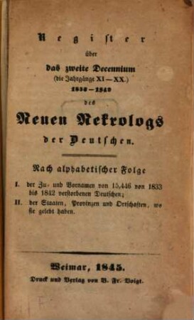 Neuer Nekrolog der Deutschen. 20,3, [20,3]. 1845