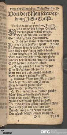 Von der Menschwerdung JEsu Christi.