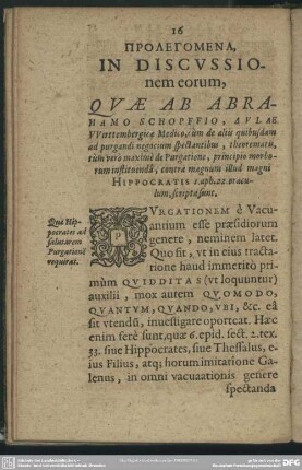 Prolegomena In Discussionem eorum, Quae Ab Abrahamo Schopffio