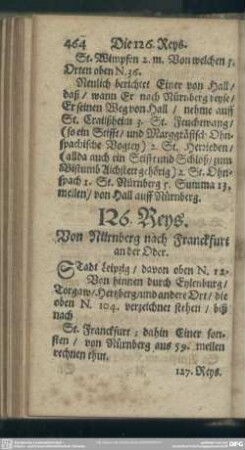 126. Reys. Von Nürnberg nach Franckfurt an der Oder