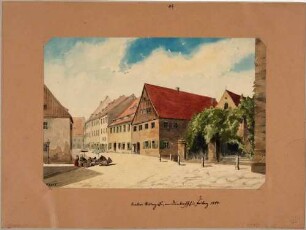 Die Untere Rittergasse (heute etwa Moritzstraße) am Dom St. Marien am Untermarkt in Freiberg