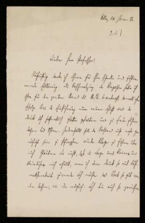 Nr. 21: Brief von Konstantin Höhlbaum an Ferdinand Frensdorff, Köln, 24.1.1886
