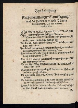 Auch mag man zur Dancksagung/ nach der Communion dieser Psalmen einen nemmen ...