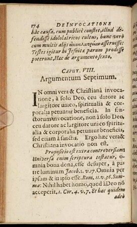 Caput VIII. Argumentum Septimum.