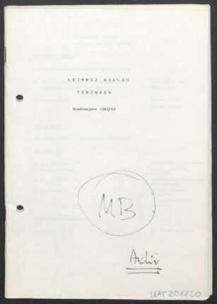 Studienprogramm Studienjahr 1982/83