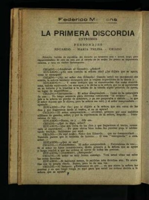 La primera discordia : entremés