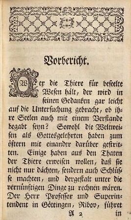 Die Frage, ob die Seelen der Thiere Verstand haben? : in einer Gesellschaft guter Freunde untersucht