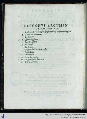 Elenchus Argumentorum Operis