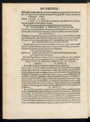 Sequuntur Regulae Speciales In Primis Syllabis