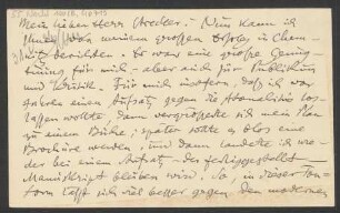 Brief an Willy Strecker und B. Schott's Söhne
