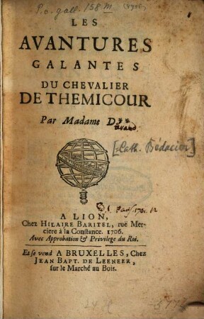 Les avantures galantes du chevalier Themicour