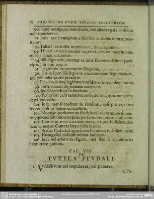 Cap. VIII. Tutela Feudali