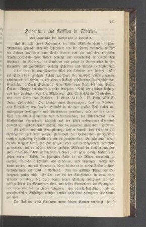 Heidentum und Mission in Sibirien