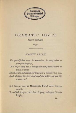 Robert Browning's poetical works, 15. Dramatic idyls