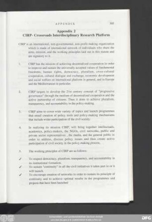 Appendix 2 CIRP- Crossroads Interdisciplinary Research Platform