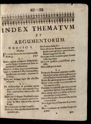 Index Thematum Et Argumentorum.