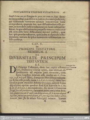 Cap. V. De Principe Testatore