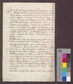 Die Deutsch-Ordens-Kommende Beuggen gibt Joseph Zumstein die Mühle zu Beuggen auf sechs Jahre in Bestand.