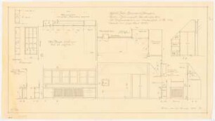 Haus Jansen, Berlin-Grunewald: Innenausbauten im DG: Grundriss, Schnitt, Aufriss 1:20
