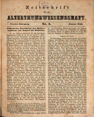 Zeitschrift für die Alterthumswissenschaft. 4, 4. 1846