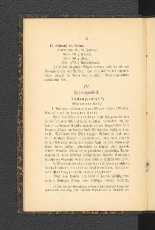 IV. Nahrungsmittel.