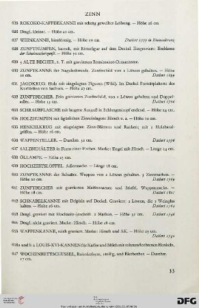 Zinn (Nr. 625-654d)