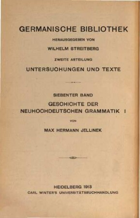 Geschichte der neuhochdeutschen Grammatik : von den Anfängen bis auf Adelung, 1