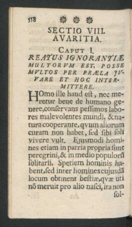 Sectio VIII. Avaritia.