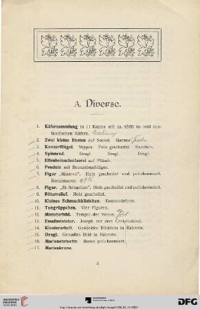 A. Diverses (Nr. 1-87)