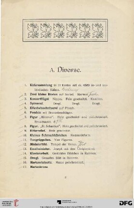 A. Diverses (Nr. 1-87)
