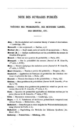 Note des Ouvrages Publiés.
