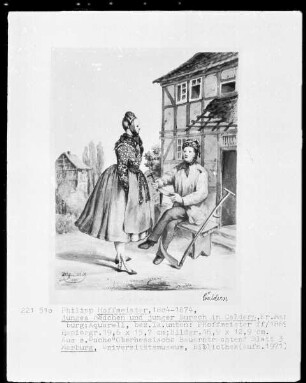 Oberhessische Bauerntrachten für den Verein für hessische Geschichte und Landeskunde — Junges Mädchen und junger Mann in Caldern, Folio 3