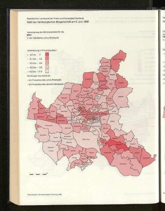 Veränderung der Stimmenanteile für die SPD in den Stadtteilen
