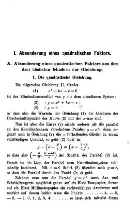 I. Absonderung eines quadratischen Faktors.