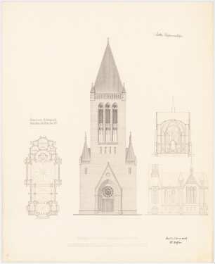Kirche: Grundriss, Ansichten, Schnitt