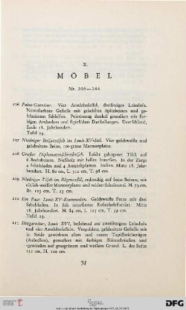 X. Möbel (Nr. 206-244)