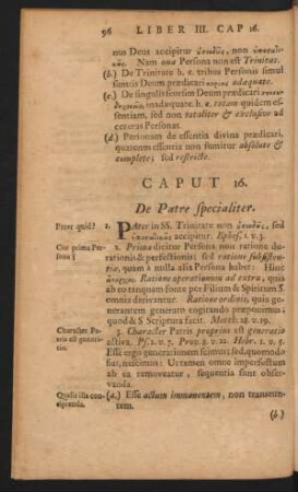 Caput 16. De Patre specialiter.